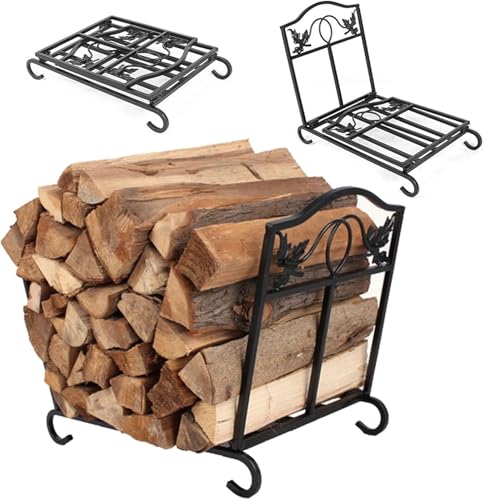 Brennholzhalter, Brennholzregale für den Außenbereich, zusammenklappbarer Brennholzhalter aus Metall, tragbares kleines Lagerregal für Kaminholz im Innenbereich, platzsparendes Holzlager für Terrassen Brennholzhalter, Brennholzregale für den Außenbereich, zusammenklappbarer Brennholzhalter aus Metall, tragbares kleines Lagerregal für Kaminholz im Innenbereich, platzsparendes Holzlager für Terrassen von ZRQSMCX
