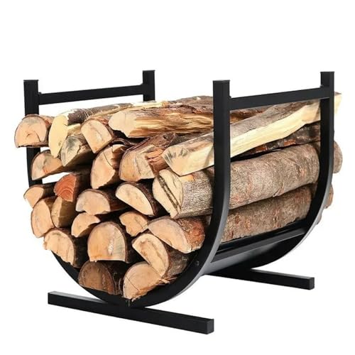 Gebogenes Brennholzregal für den Außenbereich, robustes Lagerregal aus Stahl für Holzscheite, für die Holzwerkstatt am Kamin und auf der Veranda, Holzstapler-Organizer zur Lagerung von Brennholz von ZRQSMCX