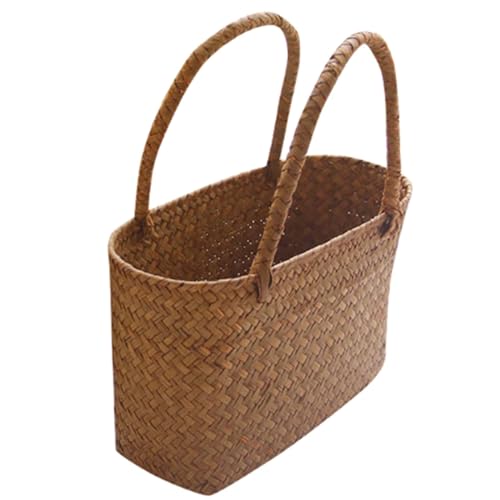Geflochtener Korb aus Seegras, romantischer Picknickkorb mit Griff, Gartenkörbe zum Sammeln von Gemüse, Aufbewahrung von Spielzeug (AS) von ZRQSMCX