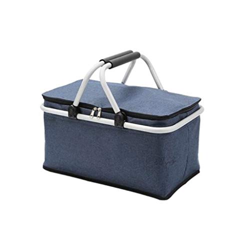 Picknicktaschen, tragbarer Picknickkorb, faltbarer Isolierkorb, Frischhaltebox für draußen, Kühlakku, tragbare Box zum Mitnehmen, Essensbox, Einkaufskorb für Reisen und Camping (Marineblau, 48 x 28 x Picknicktaschen, tragbarer Picknickkorb, faltbarer Isolierkorb, Frischhaltebox für draußen, Kühlakku, tragbare Box zum Mitnehmen, Essensbox, Einkaufskorb für Reisen und Camping (Marineblau, 48 x 28 x von ZRQSMCX