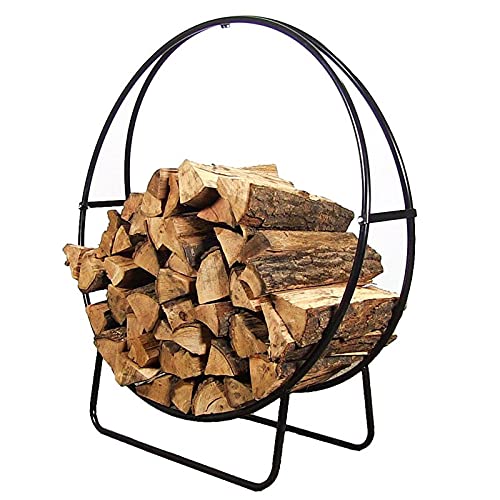 ZRQSMCX Brennholzregal, Schwarz, Brennholz, Kamin, Schmiedeeisen, Holzhalter, Kaminwerkzeug, Innen- und Außenbereich, Robustes Holzlagerregal von ZRQSMCX
