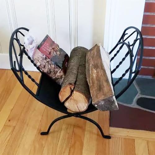 ZRQSMCX Brennholzregal Schwarz 70x20x70 cm Stahl, Holzlager und Brennholzregal zur Lagerung von Gartenholz und zum Trocknen und Würzen von Holz von ZRQSMCX