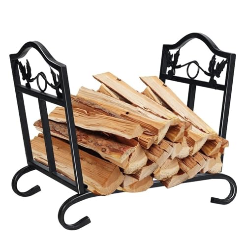 ZRQSMCX Brennholzregal für Außenkamine mit Holzscheithaltern für den Innenbereich. Brennholzhalter aus Schmiedeeisen für eine effiziente Lagerung und Organisation des Holzes von ZRQSMCX