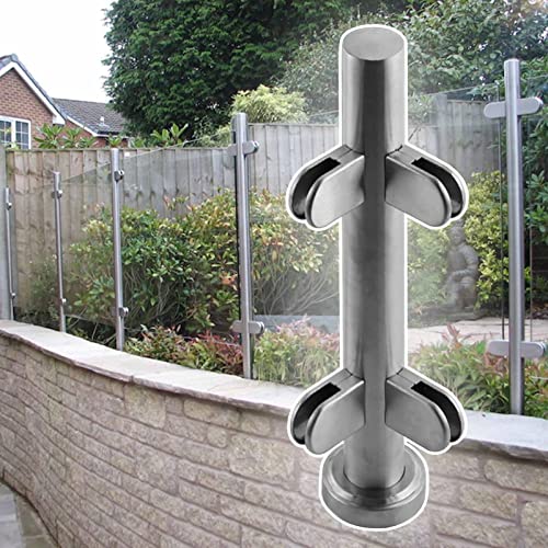 ZRQSMCX Edelstahl-Glasgeländersystemklemme, moderner Glasbalustrade-Geländerpfosten mit Zapfenschlitz, Handlauf für Gartenzaun-Pool-Glasplattensäule，Silver-Corner Post-85cm von ZRQSMCX