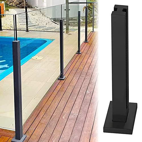 ZRQSMCX Geländerset für Außenterrassen, schwarzer quadratischer Glasgeländerpfosten, Glasbalustradensystem zur Bodenmontage für Poolzaun/Terrassenabtrennung, Mid Post-110cm/43.3" ZRQSMCX Geländerset für Außenterrassen, schwarzer quadratischer Glasgeländerpfosten, Glasbalustradensystem zur Bodenmontage für Poolzaun/Terrassenabtrennung, Mid Post-110cm/43.3" von ZRQSMCX