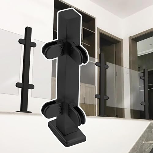 ZRQSMCX Glas-Treppengeländer-Set schwarz, Glas-Handlaufsystem für den Innenbereich, Bodenpfosten-Metall-Glas-Balustradenklemme, Glasplattenhalter für Loft-Balkon-Flur,Black-Corner Post-65cm ZRQSMCX Glas-Treppengeländer-Set schwarz, Glas-Handlaufsystem für den Innenbereich, Bodenpfosten-Metall-Glas-Balustradenklemme, Glasplattenhalter für Loft-Balkon-Flur,Black-Corner Post-65cm von ZRQSMCX