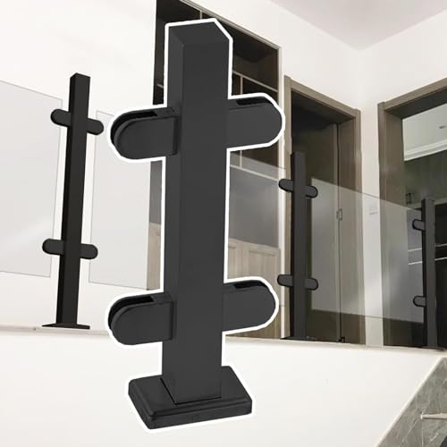 ZRQSMCX Glas-Treppengeländer-Set schwarz, Glas-Handlaufsystem für den Innenbereich, Bodenpfosten-Metall-Glas-Balustradenklemme, Glasplattenhalter für Loft-Balkon-Flur,Black-mid Post-80cm ZRQSMCX Glas-Treppengeländer-Set schwarz, Glas-Handlaufsystem für den Innenbereich, Bodenpfosten-Metall-Glas-Balustradenklemme, Glasplattenhalter für Loft-Balkon-Flur,Black-mid Post-80cm von ZRQSMCX