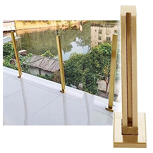 ZRQSMCX Glasdeck-Geländersystem-Kit, goldene Glasbalustradenpfosten, Handlaufstangen, Glasgeländer-Verbindungsklemmen, Stützpfostenzaun für Sicherheitsglasplatten，Gold-end Post-65cm von ZRQSMCX