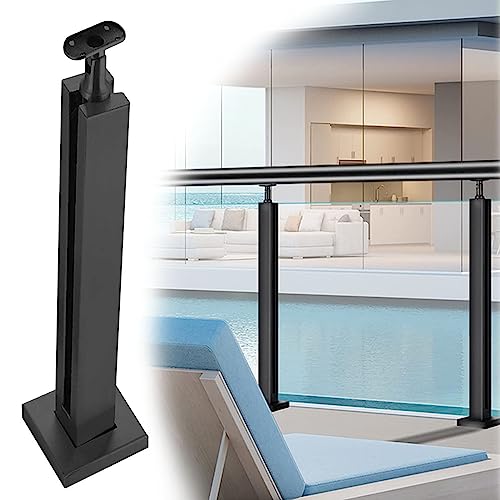 ZRQSMCX Glasgeländer, Innenklemme für Glasgeländer, quadratischer Glasgeländerpfosten, Verbindungselement für Sicherheitsglas-Balustraden, Geländer für Poolzäune，Black-mid Post-80cm von ZRQSMCX