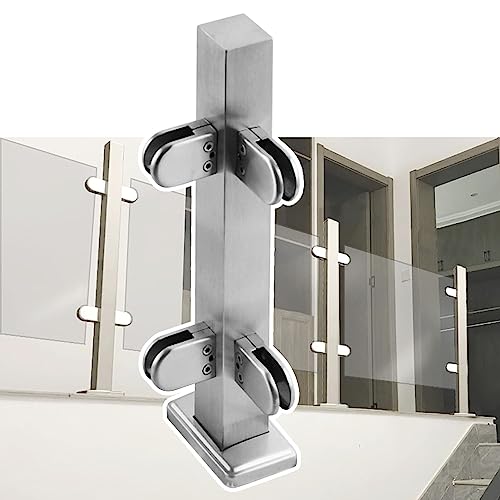 ZRQSMCX Glasgeländer-Handlaufpfosten für den Innenbereich für Treppen, Silberne Glasgeländerklemmen mit Dichtung, Glasgeländersystem für Hauskorridor und Terrasse，Silver-Corner Post-110cm von ZRQSMCX