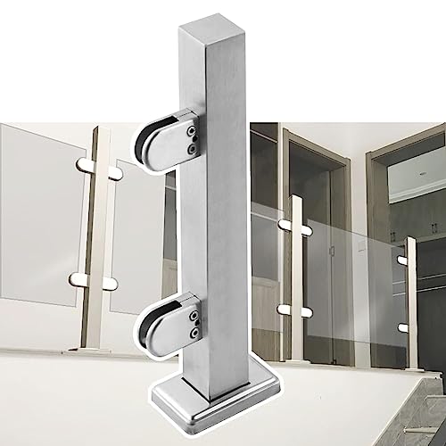 ZRQSMCX Glasgeländer-Handlaufpfosten für den Innenbereich für Treppen, Silberne Glasgeländerklemmen mit Dichtung, Glasgeländersystem für Hauskorridor und Terrasse，Silver-end Post-95cm von ZRQSMCX