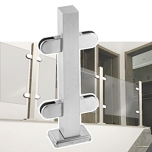 ZRQSMCX Glasgeländer-Handlaufpfosten für den Innenbereich für Treppen, Silberne Glasgeländerklemmen mit Dichtung, Glasgeländersystem für Hauskorridor und Terrasse，Silver-mid Post-75cm von ZRQSMCX