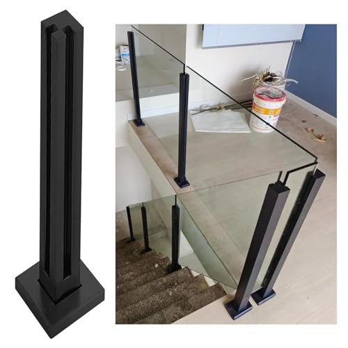 ZRQSMCX Glasgeländerhalterungen für Innentreppen, Pfosten, quadratisches Glasgeländer-Klemmsystem in Schwarz, Glasgeländer-Schutzgeländer-Set für Treppenverandas zu Hause,Black-Corner Post-70cm ZRQSMCX Glasgeländerhalterungen für Innentreppen, Pfosten, quadratisches Glasgeländer-Klemmsystem in Schwarz, Glasgeländer-Schutzgeländer-Set für Treppenverandas zu Hause,Black-Corner Post-70cm von ZRQSMCX