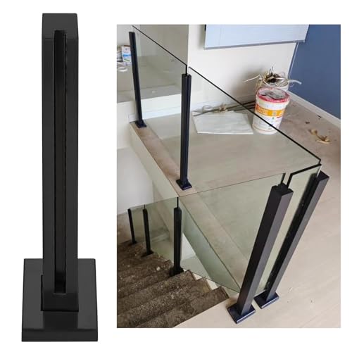 ZRQSMCX Glasgeländerhalterungen für Innentreppen, Pfosten, quadratisches Glasgeländer-Klemmsystem in Schwarz, Glasgeländer-Schutzgeländer-Set für Treppenverandas zu Hause,Black-end Post-90cm ZRQSMCX Glasgeländerhalterungen für Innentreppen, Pfosten, quadratisches Glasgeländer-Klemmsystem in Schwarz, Glasgeländer-Schutzgeländer-Set für Treppenverandas zu Hause,Black-end Post-90cm von ZRQSMCX
