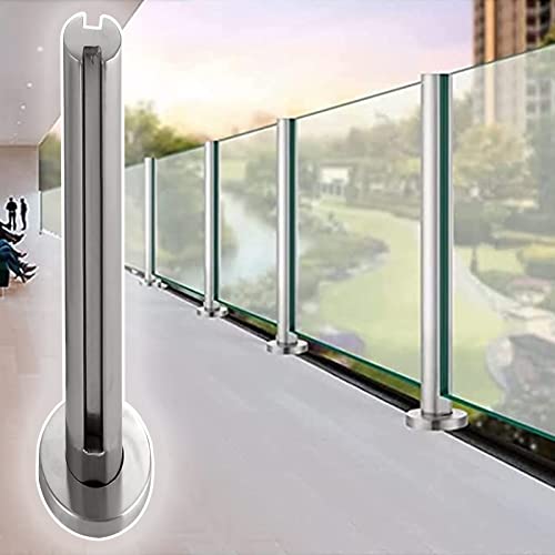ZRQSMCX Glasgeländerpfosten aus Edelstahl, silbernes Glasbalustraden-Set/Glaspaneelpfosten, Glasgeländersystem für Terrassenveranda-Plattformkorridore，Mid Post-95cm/37.4" von ZRQSMCX