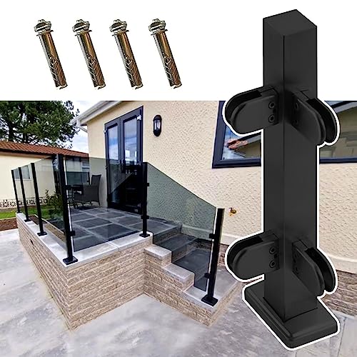 ZRQSMCX Glasgeländerpfosten aus schwarzem Metall, Handlaufsystem aus Glas für Treppengeländer, Klemme für Glasplatten im Flur, Deck, Loft, bodenstehender Zaungeländerpfosten,Black-Corner Post-85cm ZRQSMCX Glasgeländerpfosten aus schwarzem Metall, Handlaufsystem aus Glas für Treppengeländer, Klemme für Glasplatten im Flur, Deck, Loft, bodenstehender Zaungeländerpfosten,Black-Corner Post-85cm von ZRQSMCX