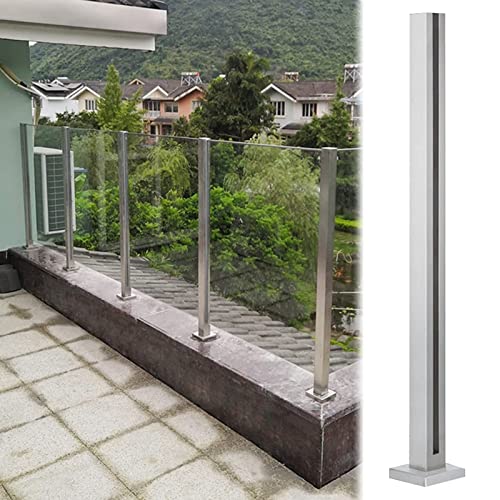 ZRQSMCX Glasgeländersystem für Terrassenbalkone, Schutzpfosten aus Edelstahlglas, perfekt als Terrassenzaun/Plattformtrennwand/Verandaschutz，End Post-100cm/39.4" von ZRQSMCX