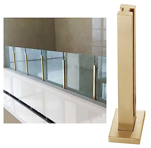 ZRQSMCX Goldfarbene Glasgeländerpfostenklemme, Balkon-Glasbalustradenpfosten-Set, Handlaufsystem für Glasgeländer aus Edelstahl 304, Zaunpfosten aus Glasplatten，Gold-mid Post-100cm von ZRQSMCX