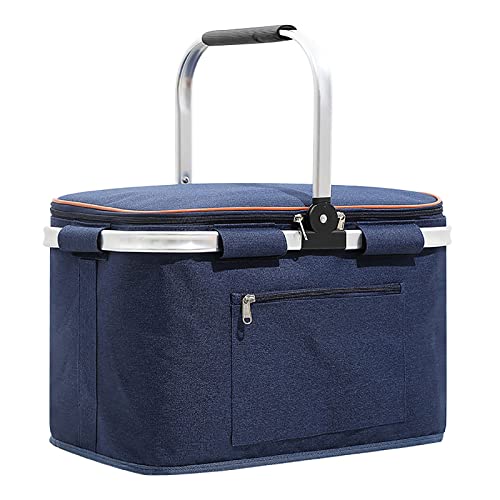 ZRQSMCX Isolierter Picknickkorb, Kühltasche, Picknicktasche, zusammenklappbare Thermo-Lunchbox, Picknick-Einkaufstasche, Korb-Kühlbox mit Reißverschluss und zusammenklappbaren Aluminiumgriffen ZRQSMCX Isolierter Picknickkorb, Kühltasche, Picknicktasche, zusammenklappbare Thermo-Lunchbox, Picknick-Einkaufstasche, Korb-Kühlbox mit Reißverschluss und zusammenklappbaren Aluminiumgriffen von ZRQSMCX