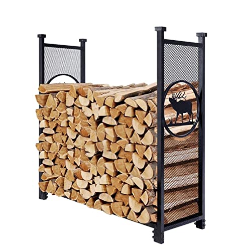 ZRQSMCX Kaminholzhalter, Brennholzregal, Brennholz-Holzrahmen für den Außenbereich, schwarzer pulverbeschichteter Stahl, Holzregal für Brennholz, Schnittholz, Holzscheitlager ZRQSMCX Kaminholzhalter, Brennholzregal, Brennholz-Holzrahmen für den Außenbereich, schwarzer pulverbeschichteter Stahl, Holzregal für Brennholz, Schnittholz, Holzscheitlager von ZRQSMCX