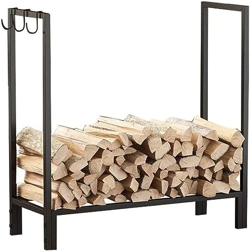 ZRQSMCX Kaminholzregal, Kaminholzregal, Kaminvorderseite, dekoratives Holz, Kaminholzregal, Eisen, Schwarz von ZRQSMCX