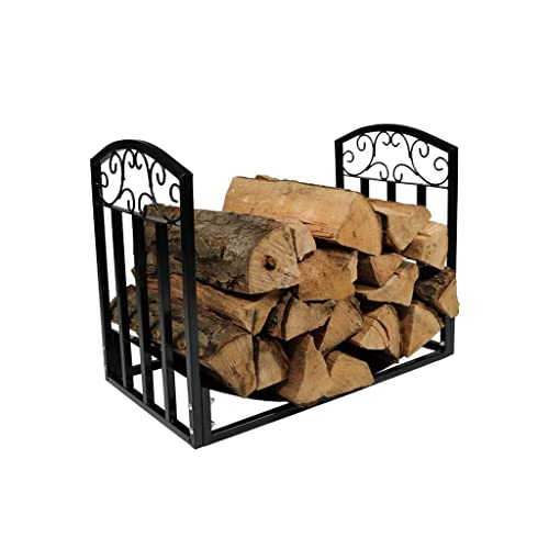 ZRQSMCX Kaminholzregal Grau 41x25x100 cm Massivholz Kiefer, Kaminholzregal, Brennholzlagerregal, Kaminholzregal, Belüftung Metall Holzlagerhalter für Außen Innen Holzständer Set Holzscheit von ZRQSMCX