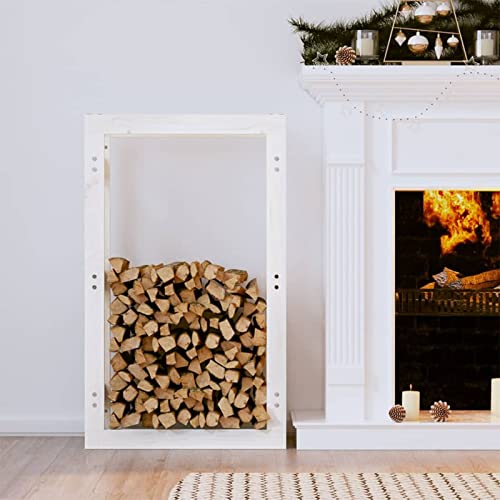 ZRQSMCX Kaminholzregal Grau 80x25x100 cm Massivholz Kiefer, Kaminholzregal, Brennholzlagerregal, Kaminholzregal, Belüftung Metall Holzlagerhalter für Außen Innen Holzständer Set Holzscheit von ZRQSMCX