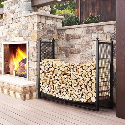 ZRQSMCX Kaminholzregal für Außenkamin, robuster Brennholzhalter aus Metall für die Holzlagerung im Innen- und Außenbereich ZRQSMCX Kaminholzregal für Außenkamin, robuster Brennholzhalter aus Metall für die Holzlagerung im Innen- und Außenbereich von ZRQSMCX