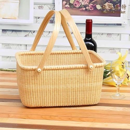 ZRQSMCX Outdoor-Rattan-Picknickkorb, Osterkorb mit Griffen, Massivholz, handgewebter Einkaufskorb, 33 x 23 x 17 cm ZRQSMCX Outdoor-Rattan-Picknickkorb, Osterkorb mit Griffen, Massivholz, handgewebter Einkaufskorb, 33 x 23 x 17 cm von ZRQSMCX