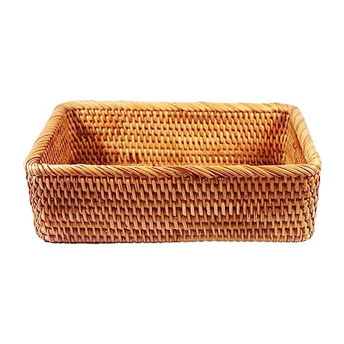 ZRQSMCX Picknickkörbe, rechteckig, handgewebter Korb, Süßigkeitenaufbewahrung, Picknicktablett, Brottablett für Lebensmittel (eine Farbe: M) von ZRQSMCX