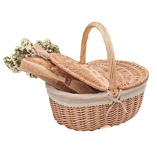 ZRQSMCX Picknickkorb, natürlicher handgewebter Obstkorb für den Außenbereich mit Deckel und Griff, Eier-Süßigkeitenkorb für Ostern, Blumenkörbe für Hochzeiten ZRQSMCX Picknickkorb, natürlicher handgewebter Obstkorb für den Außenbereich mit Deckel und Griff, Eier-Süßigkeitenkorb für Ostern, Blumenkörbe für Hochzeiten von ZRQSMCX