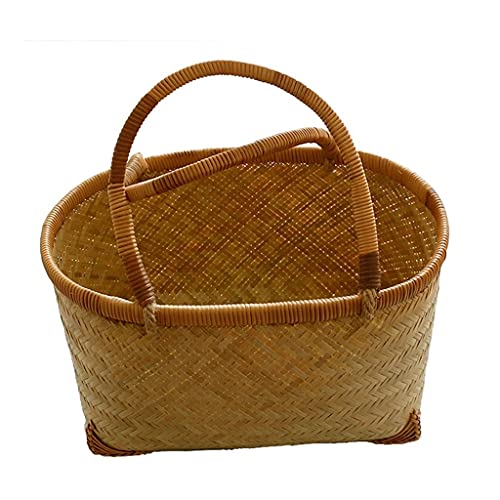 ZRQSMCX Picknickkorb, tragbarer Rattan-Picknickkorb für 2 Personen, Outdoor-Picknick, Haushalts-Obstkorb für den Außenbereich (L) von ZRQSMCX