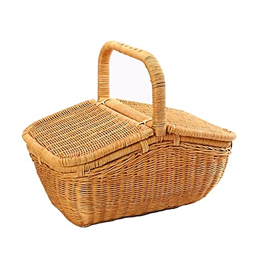 ZRQSMCX Picknickkorb Tragbarer Picknickkorb für 2 Personen Mit Deckel Aufbewahrungskorb Outdoor Picknick Obstkorb Outdoor (S) von ZRQSMCX