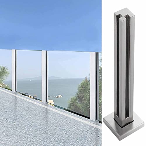 ZRQSMCX Quadratischer Glasgeländerpfosten, gewerblicher Zaunpfosten-Handlauf in Silber, Winddichte Glasgeländerplattenklemme, Plattform-Glasgeländersystem，Silver-Corner Post-65cm von ZRQSMCX