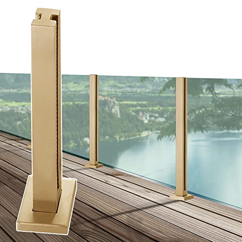 ZRQSMCX Quadratisches Glasgeländerpfostensystem in Gold, Metall-Glas-Balustradenklemme/Glas-Geländersystem-Kit, für Terrassenterrassen, Balkonplattformen und Verandas,Mid Post-100cm/39.4" ZRQSMCX Quadratisches Glasgeländerpfostensystem in Gold, Metall-Glas-Balustradenklemme/Glas-Geländersystem-Kit, für Terrassenterrassen, Balkonplattformen und Verandas,Mid Post-100cm/39.4" von ZRQSMCX