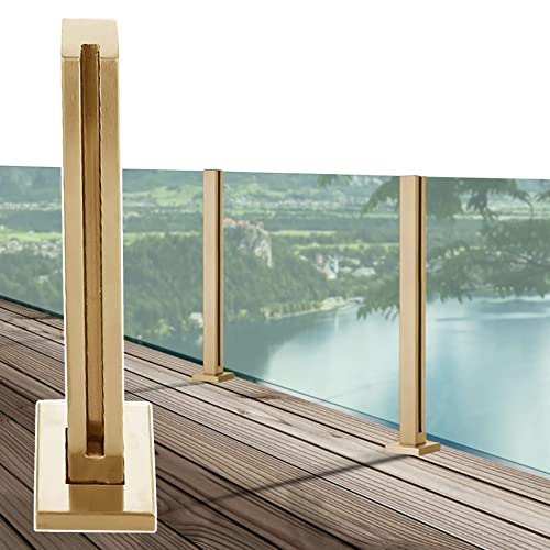 ZRQSMCX Quadratisches Glasgeländerpfostensystem in Gold, Metall-Glas-Balustradenklemme/Glas-Geländersystem-Set, für Terrassenterrassen, Balkonplattformen und Verandas,End Post-110cm/43.3" ZRQSMCX Quadratisches Glasgeländerpfostensystem in Gold, Metall-Glas-Balustradenklemme/Glas-Geländersystem-Set, für Terrassenterrassen, Balkonplattformen und Verandas,End Post-110cm/43.3" von ZRQSMCX