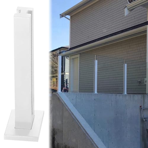 ZRQSMCX Robuste Glasbalustradenpfosten in Weiß, Glasterrassengeländersystem für den Außenbereich, Handlauf mit winddichten Glasklemmen, Terrassengeländerpfosten für 10/12 mm Glas，White-mid Post-115cm von ZRQSMCX