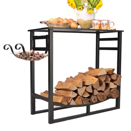 ZRQSMCX Robustes Brennholzregal aus Metall für den Innen- und Außenbereich, Halterung zur Lagerung von Holzscheiten im Retro-Stil zur Lagerung von Brennholz von ZRQSMCX