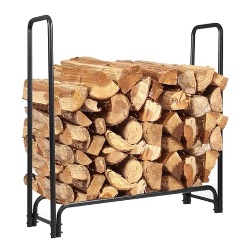 ZRQSMCX Robustes Brennholzregal für den Innen- und Außenbereich, Holzscheithalter aus Metall mit Kaminbesteck von ZRQSMCX