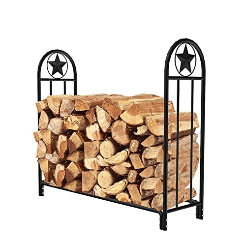 ZRQSMCX Robustes Brennholzregal für den Innenbereich mit Holzscheithalter aus Metall für den Kamin, Lagerregal für Brennholz im Außenbereich mit Kaminbesteck von ZRQSMCX