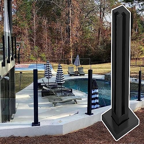 ZRQSMCX Schwarzer Glasgeländer-Handlauf aus Edelstahl, Glasgeländer-Pfostenklemme für Poolzaun, Glaspaneelpfosten für den Außenbereich für Treppenveranda，Black-Corner Post-90cm von ZRQSMCX