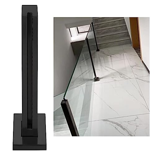 ZRQSMCX Schwarzer Glasgeländerpfosten, Edelstahl-Glasklemmen für Flurtreppenbalkone, Glaspaneel-Zaunhandlaufsystem, 65–110 cm，Black-end Post-80cm von ZRQSMCX