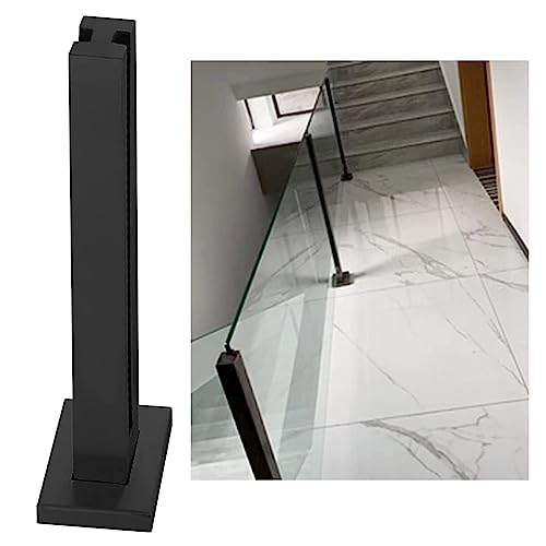 ZRQSMCX Schwarzer Glasgeländerpfosten, Edelstahl-Glasklemmen für Flurtreppenbalkone, Glaspaneel-Zaunhandlaufsystem, 65-110 cm，Black-mid Post-85cm von ZRQSMCX