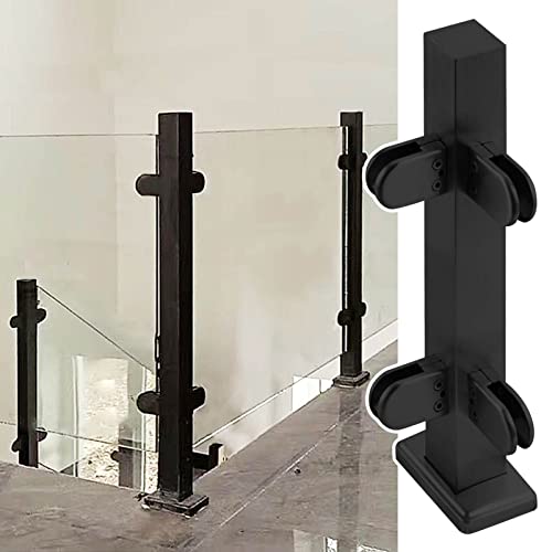 ZRQSMCX Schwarzer Glasgeländerpfosten für Innentreppen/Außenstufen, Moderne Glasbalustradenklemmen, Flurzaun-Handlauf/Glasplattenpfostensystem，Black-Corner Post-115cm von ZRQSMCX