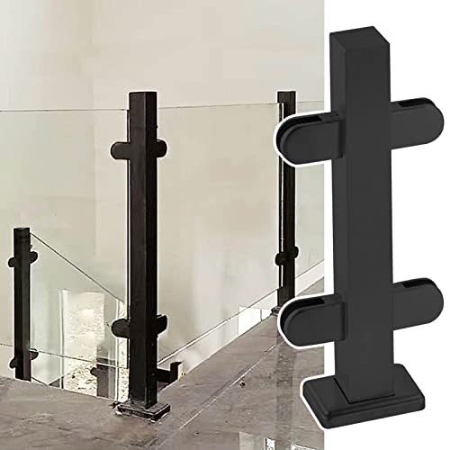 ZRQSMCX Schwarzer Glasgeländerpfosten für Innentreppen/Außenstufen, Moderne Glasbalustradenklemmen, Flurzaun-Handlauf/Glasplattenpfostensystem，Black-mid Post-75cm von ZRQSMCX