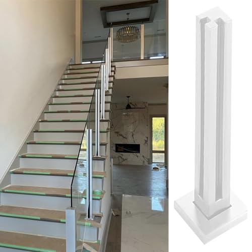 ZRQSMCX Weißer Glasgeländerpfosten für Flurtreppen, Sicherheitszaun-Balustraden-Handlaufsystem, Glasplattenklemme für Innenloft-Balkon, 50 bis 130 cm hoch，White-Corner Post-110cm von ZRQSMCX