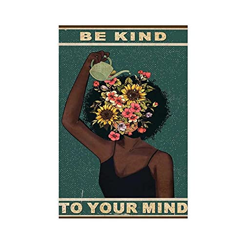 Leinwand-Poster, Motiv: Be Kind To Your Mind, Vintage-Stil, Wandkunst, Deko, Bild, Gemälde für Wohnzimmer, Schlafzimmer, Dekoration, ungerahmt: 60 x 90 cm von ZRRO