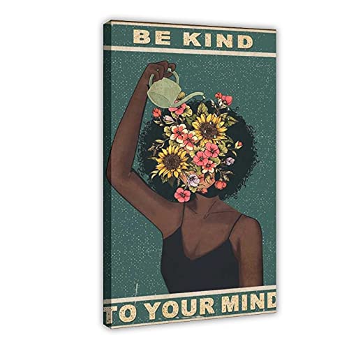 Vintage-Poster mit Aufschrift "Be Kind To Your Mind", Leinwand, Wandkunst, Dekoration, 30 x 45 cm von ZRRO