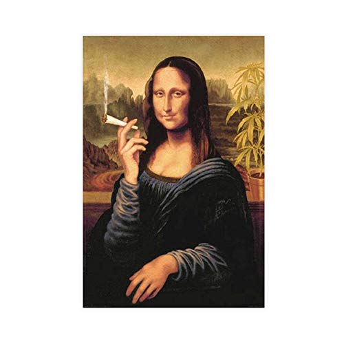 ZRRO Mona Lisa Smoking A Joint Marihuana Weed Poster Druck Poster Leinwand Poster Wandkunst Dekor Druck Bild Gemälde für Wohnzimmer Schlafzimmer Dekoration 50 x 75 cm von ZRRO