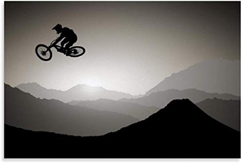 ZRRTTG Leinwand Druck Poster 60x90cm Downhill Mountainbiker MTB Schlafzimmer Wandkunst Kunstwerk Malerei Kunstdrucke Bild Kein Rahmen von ZRRTTG